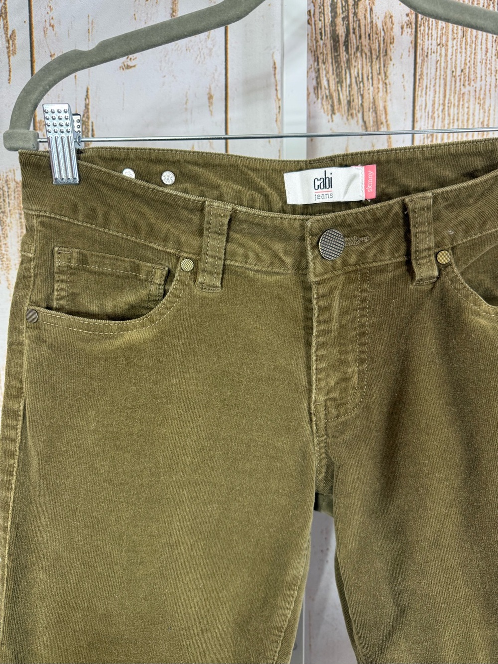 CAbi Olive Green Skinny Corduroy Women's Pants. Size 6. In excellent condition! - Picture 2 of 6